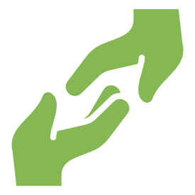 Two hands reaching to each other indicating helpful direct services