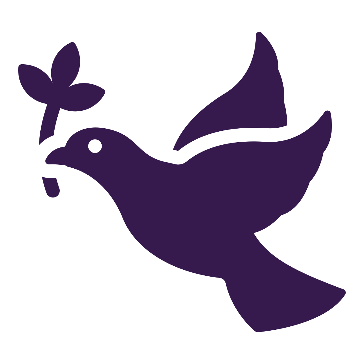 Icon image of a dove holding an olive branch, symbolizing peacebuilding