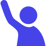 icon of a person with their hand raised to indicate volunteering