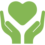 Icon of two hands giving a heart