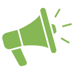 An image of a megaphone indicating News and upcoming events