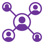 Purple icon illustrating people connecting