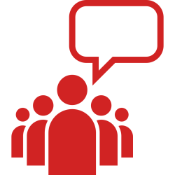 Icon image indicating advocacy and speaking up to symbolize advocacy, innovation, and research