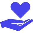 A hand holding a heart in ORCE blue